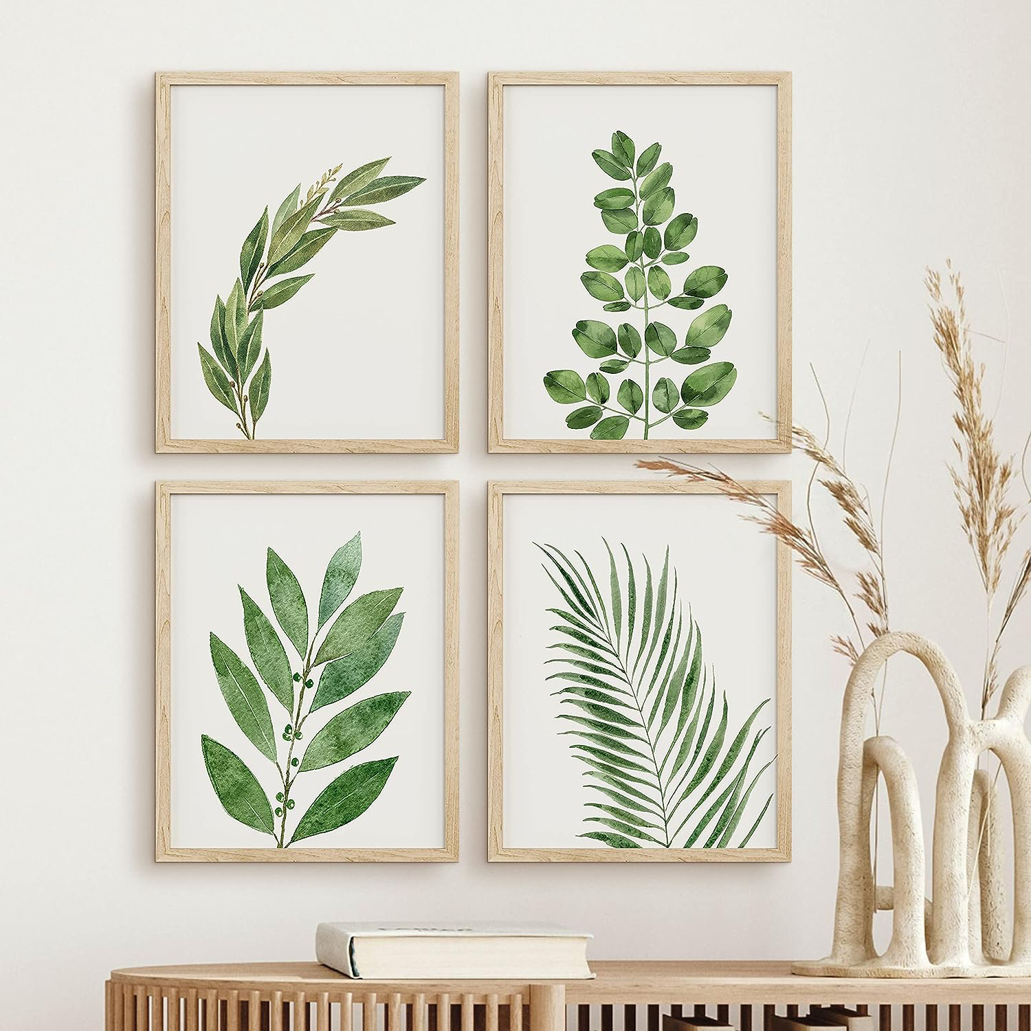 IDEA4WALL Minimal Botanical IDEA4WALL Framed Dark Green Pastel Palm ...